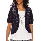 Alfred Dunner Short-sleeve Layered Top With Necklace