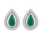 1/8 Ct. T.w. Genuine Green Emerald 10k White Gold 9.4mm Stud Earrings
