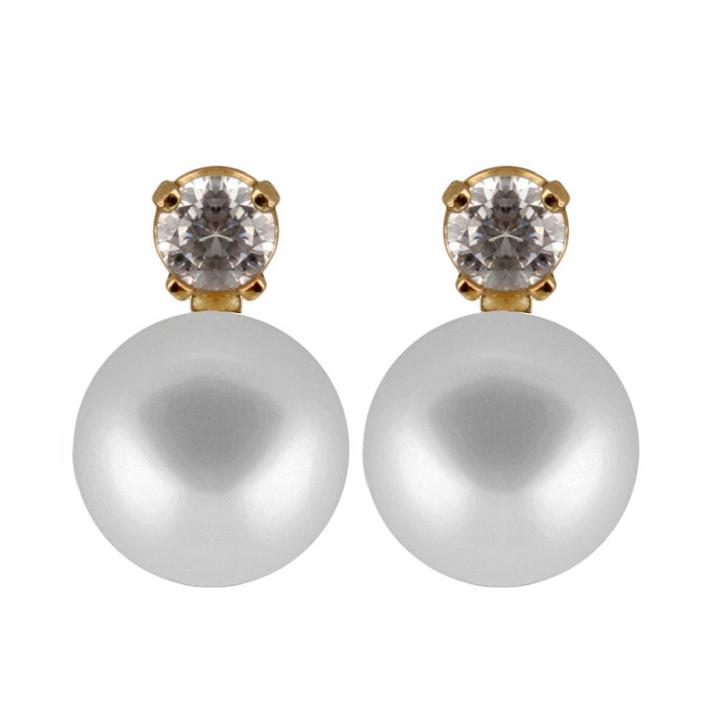 1/5 Ct. T.w. Genuine White Pearl 11mm Round Stud Earrings