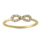 Diamonart Womens 1/5 Ct. T.w. Round White Cubic Zirconia 18k Gold Over Silver Stackable Ring