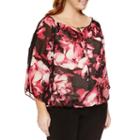 Alyx 3/4 Sleeve Tie Neck Woven Blouse-plus