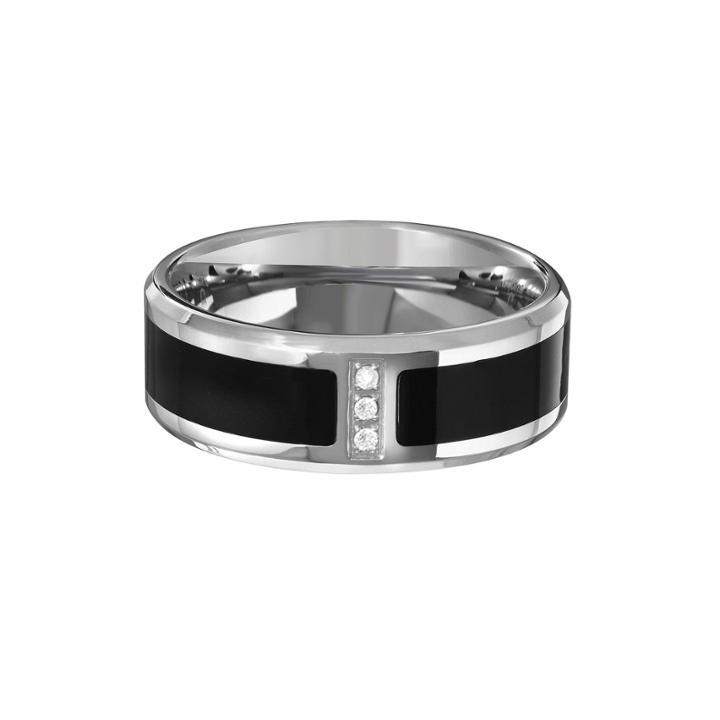 Mens Diamond Accent Black Ip Stainless Steel Wedding Band