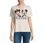Short Sleeve Crew Neck Mickey Mouse Graphic T-shirt-juniors