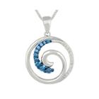 1/4 Ct. T.w. White And Color-enhanced Blue Diamond Swirl Pendant Necklace.
