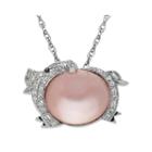 Genuine White Quartz And Lab-created White Sapphire Pig Pendant Necklace