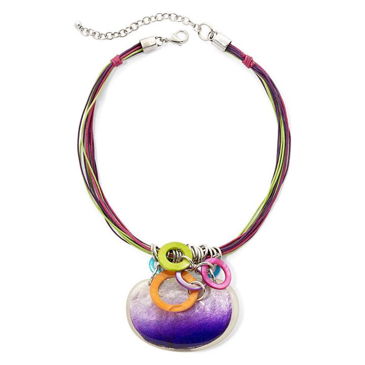 Aris By Treska Multicolor Bead And Shell Cord Pendant Necklace
