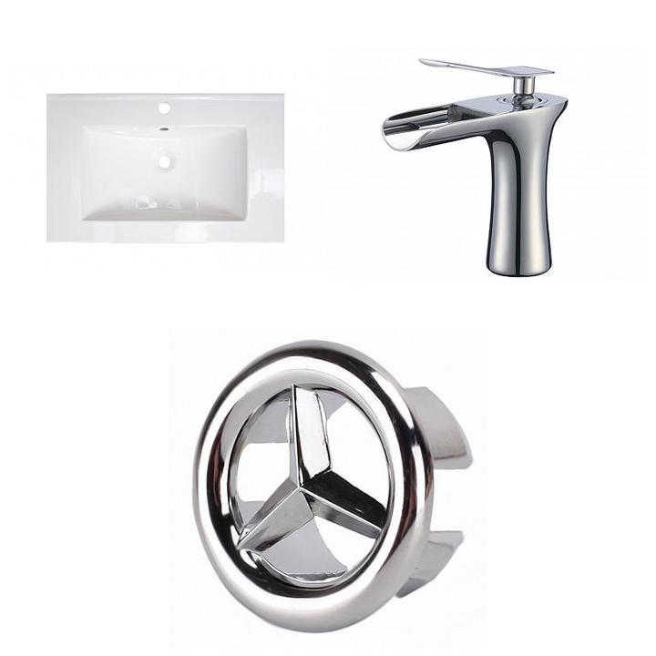 24.25-in. W 1 Hole Ceramic Top Set In White Color- Cupc Faucet Incl.