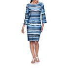 Lark Lane Must Haves Iii 3/4 Sleeve Embellished Stripe Shift Dress