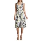 Connected Apparel Sleeveless Floral Fit & Flare Dress
