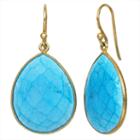 Simulated Blue Quartz 14k Gold Over Silver Drop Earrings