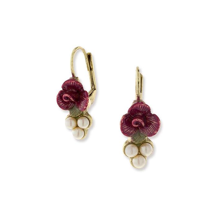 1928 Vintage Inspirations White Brass Drop Earrings