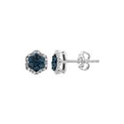 1/2 Ct. T.w. White & Color-enhanced Blue Diamond Cluster Sterling Silver Earrings