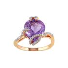 Genuine Amethyst And 1/7 Ct. T.w. Diamond 10k Rose Gold Ring