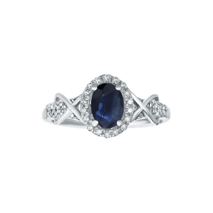 1/4 Ct. T.w. Diamond And Genuine Sapphire 10k White Gold Ring
