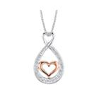 Inspired Moments&trade; Cubic Zirconia Sterling Silver Sisters Heart Teardrop Pendant Necklace