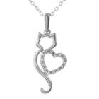 Aspca Tender Voices Diamond-accent Cat Heart Pendant Necklace