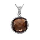 1/10 Ct. T.w. Diamond And Genuine Smoky Topaz Sterling Silver Pendant Necklace