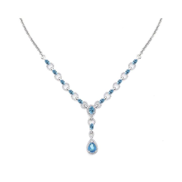 Genuine Blue Topaz And Lab-created White Sapphire 10k Yellow Gold Y Necklace
