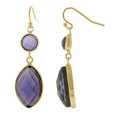 Athra Purple Stone Marquise Double-drop Earrings