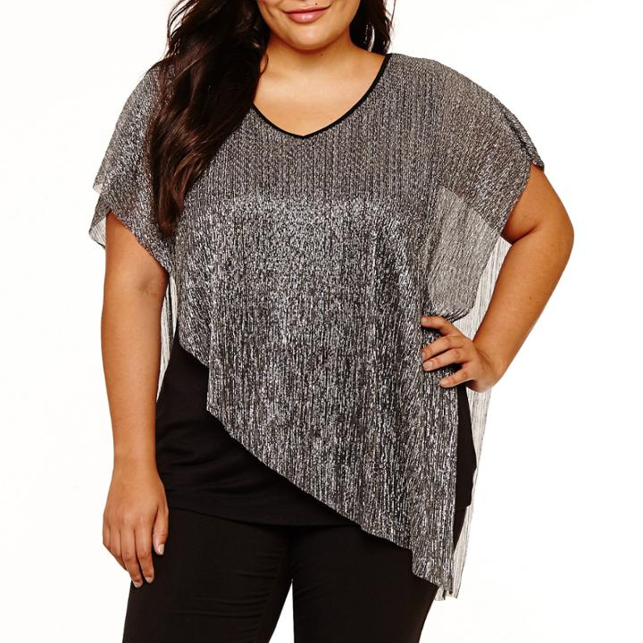 Alyx Short Sleeve V Neck Knit Blouse-plus