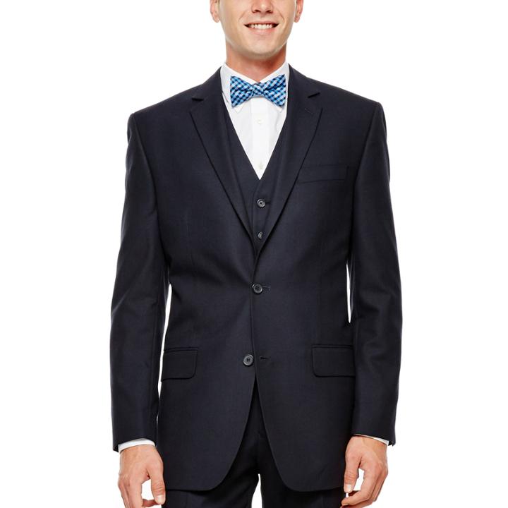 Izod Navy Plaid Suit Jacket - Classic Fit