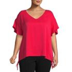Project Runway Short Sleeve V Neck Woven Blouse - Plus