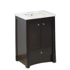 23.75-in. W Floor Mount Distressed Antique Walnutvanity Set For 3h4-in. Drilling Bianca Carara Topbiscuit Um Sink