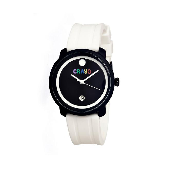 Crayo Unisex Fresh White Rubber-strap Watch With Date Cracr0304
