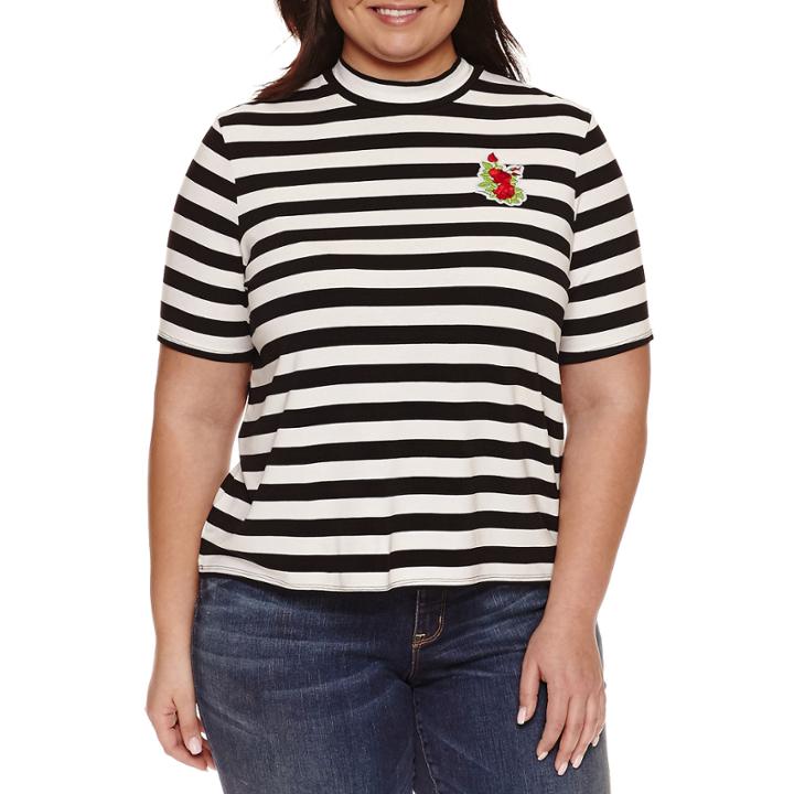 Ashley Nell Tipton For Boutique + Short Sleeve Mock Neck T-shirt-plus