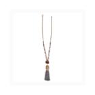 Mixit&trade; Gray Beaded Gold-tone Tassel Pendant Necklace