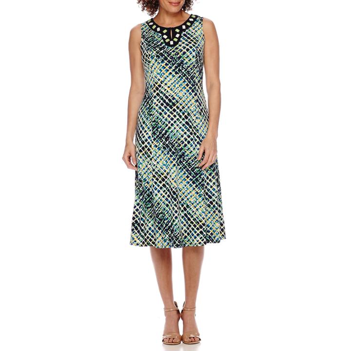 Perceptions Sleeveless Embellished-neck Sheath Dress