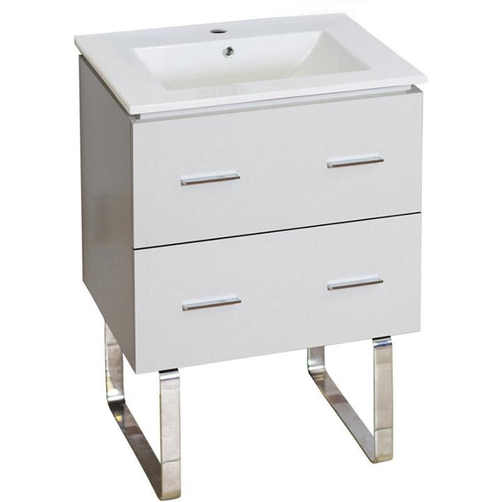 23.75-in. W Floor Mount White Vanity Set For 1 Hole Drilling