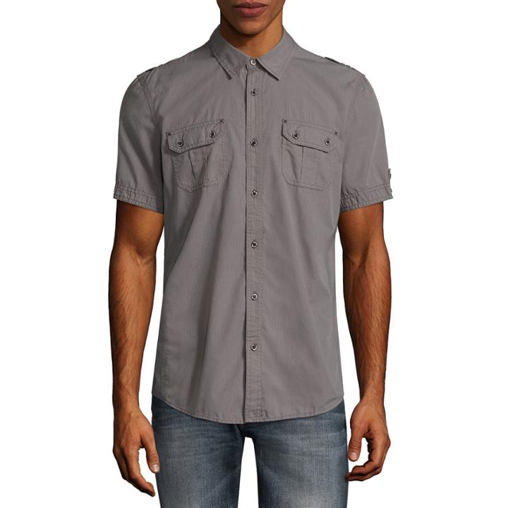 I Jeans By Buffalo Short Sleeve Stripe Button-front Shirt
