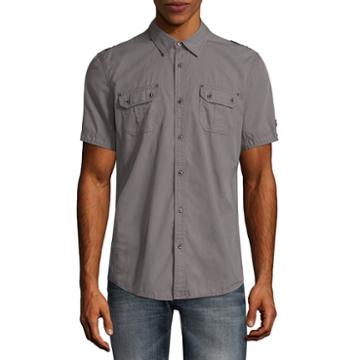 I Jeans By Buffalo Short Sleeve Stripe Button-front Shirt