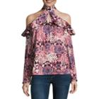Belle + Sky Long Sleeve Ruffle Cold Shoulder Top