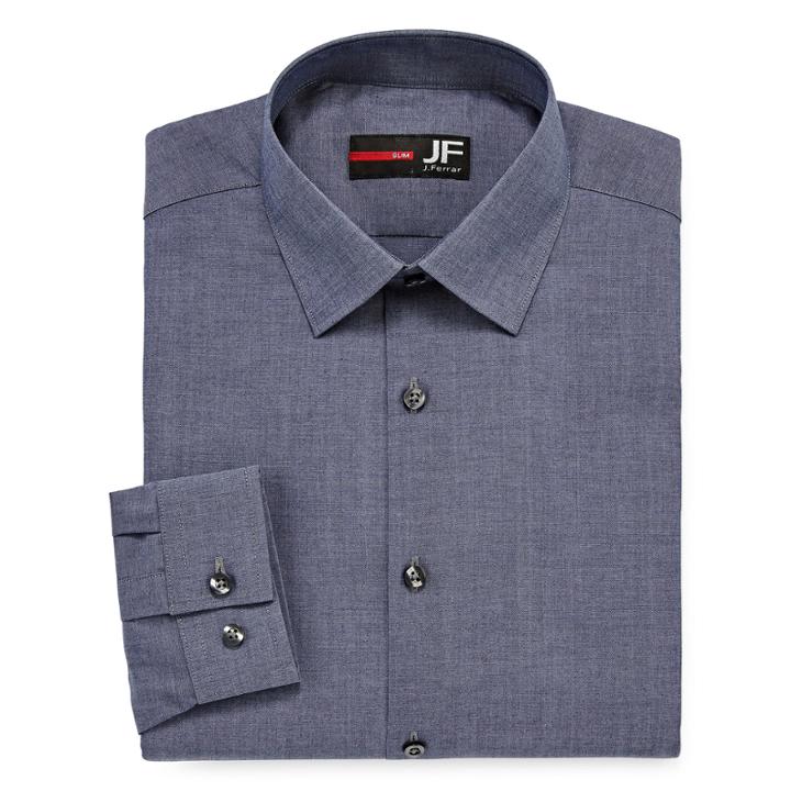 J.ferrar Easy Care Stretch Long Sleeve Woven Pattern Dress Shirt