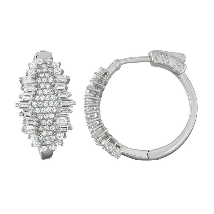 2 Ct. T.w. White Cubic Zirconia Sterling Silver 21.2mm Round Hoop Earrings