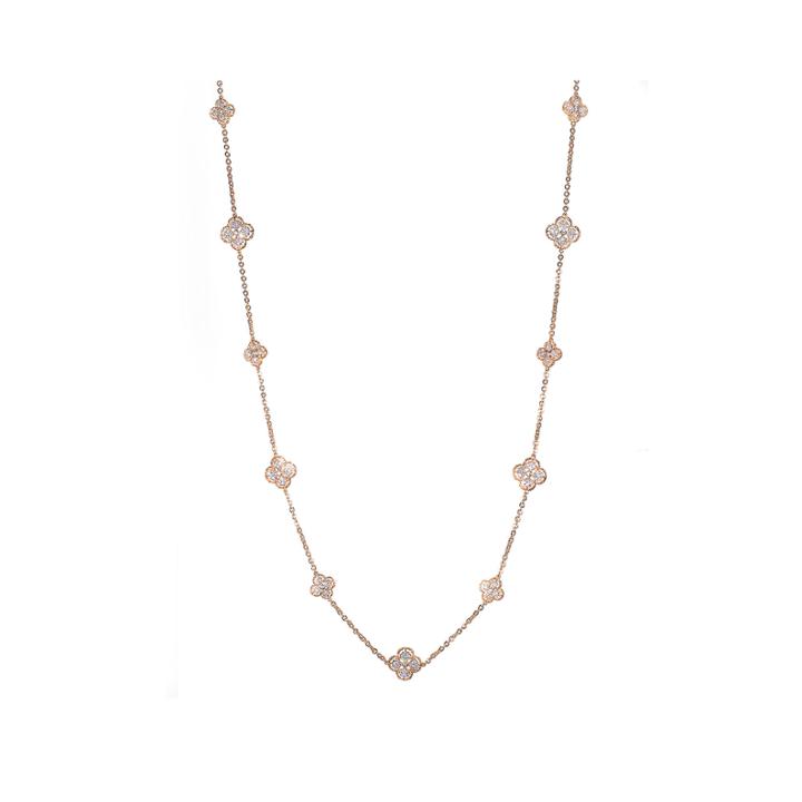 Jardin Rose-tone Crystal Filigree Trefoil Necklace