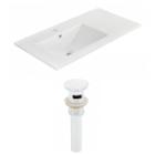 35.5-in. W 1 Hole Ceramic Top Set In White Color -overflow Drain Incl.