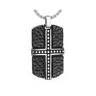 Mens Black Stainless Steel Dog Tag Pendant Necklace