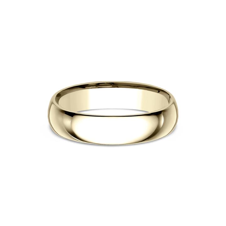 Mens 18k Yellow Gold 5mm Comfort-fit Wedding Band