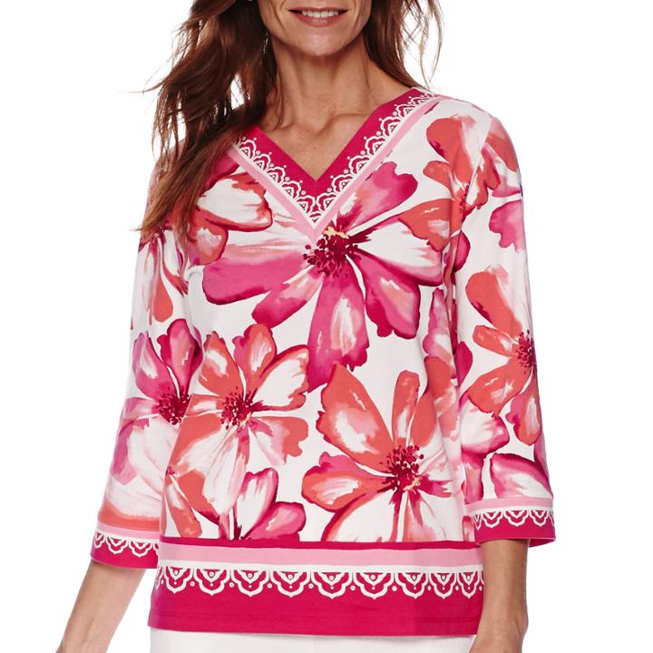Alfred Dunner Tropical Punch 3/4-sleeve Print Tunic