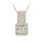 1/2 Ct. T.w. Diamond 10k Yellow Gold Quad Princess-cut Pendant Necklace