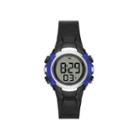 Womens Blue Case Black Plastic Strap Digital Watch