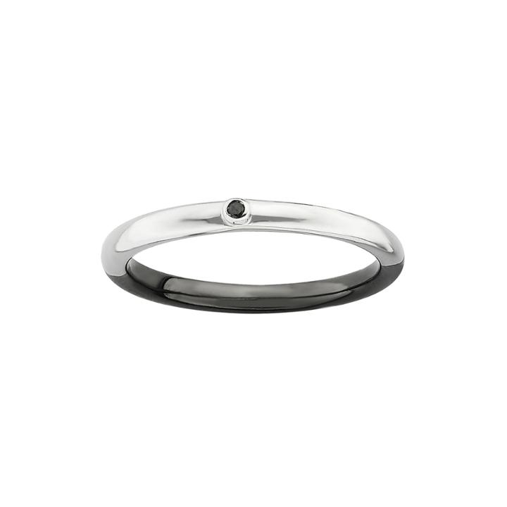 Personally Stackable White & Color-enhanced Black Diamond-accent Ring
