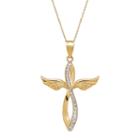 Infinite Gold&trade; 14k Yellow Gold Wing Cross Pendant Necklace