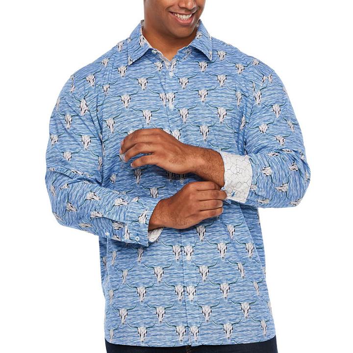 Society Of Threads Long Sleeve Sport Shirt Button-front -big And Tall