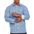 Society Of Threads Long Sleeve Sport Shirt Button-front -big And Tall