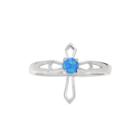 Genuine Blue Opal Sterling Silver Cross Ring
