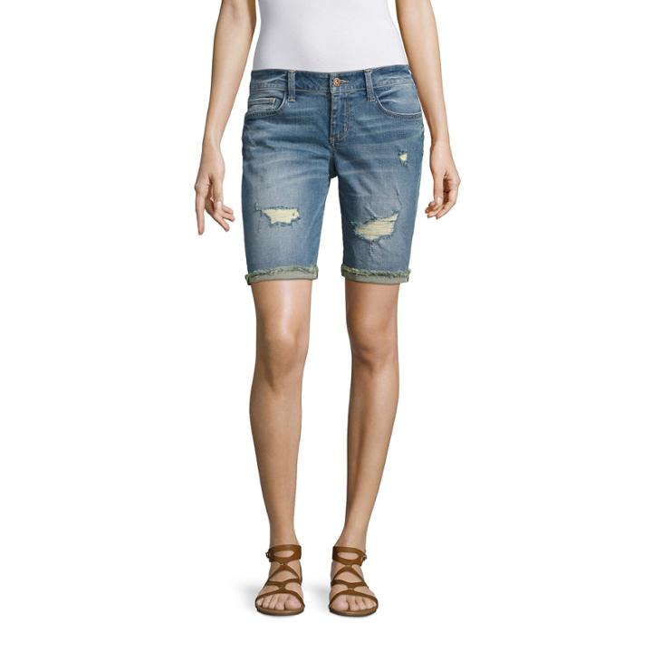 Arizona 9 Denim Bermuda Shorts-juniors